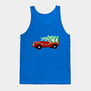 Merry Christmas Tree On Truck Coming Tank Top